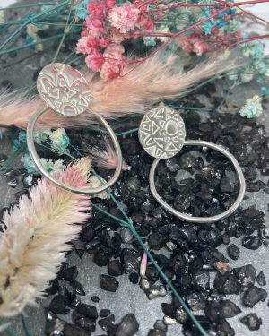 Pendientes Textura Flor con aro